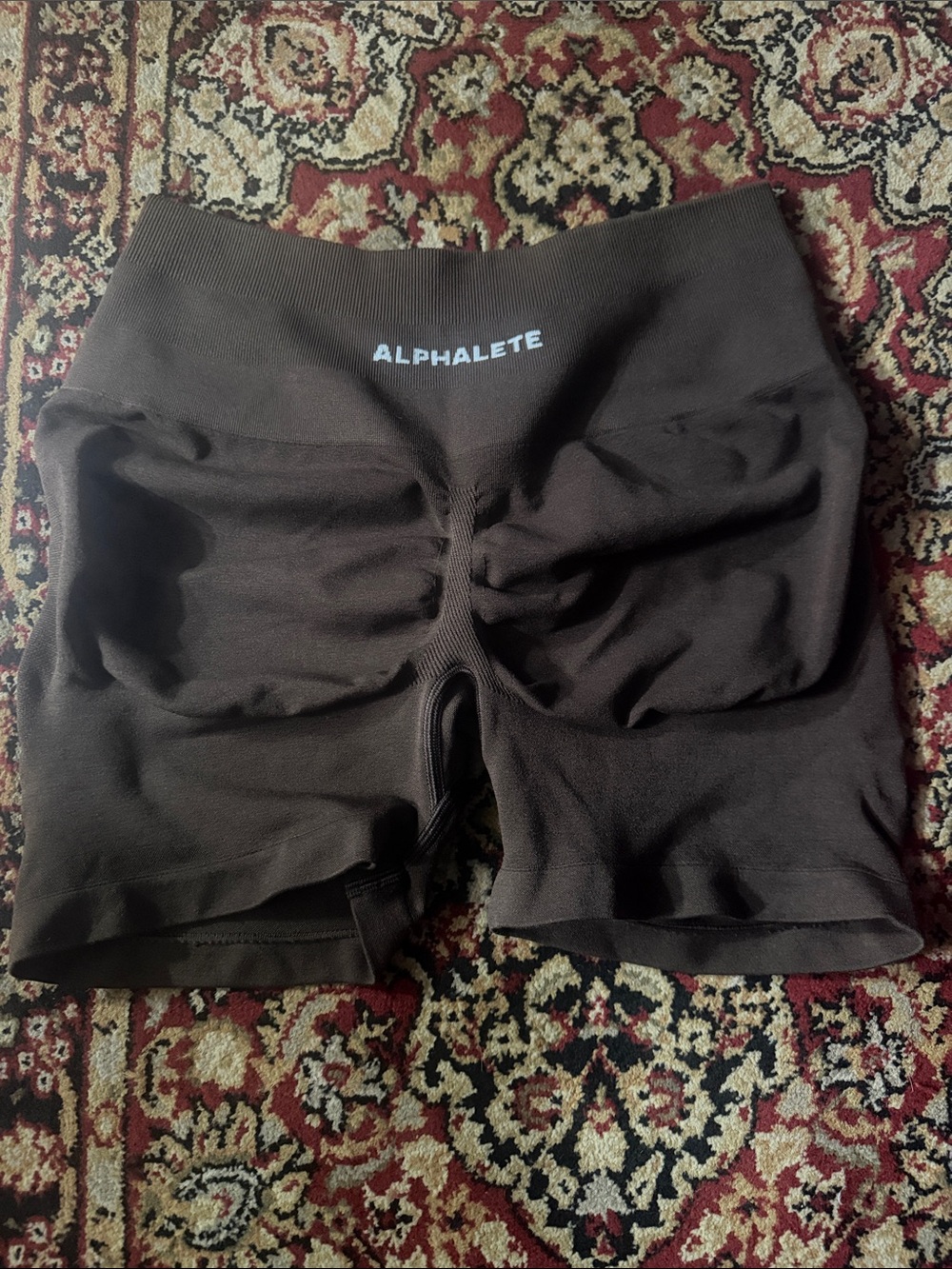 Alphalete Brown Seamless Scrunch-Back Bike Shorts